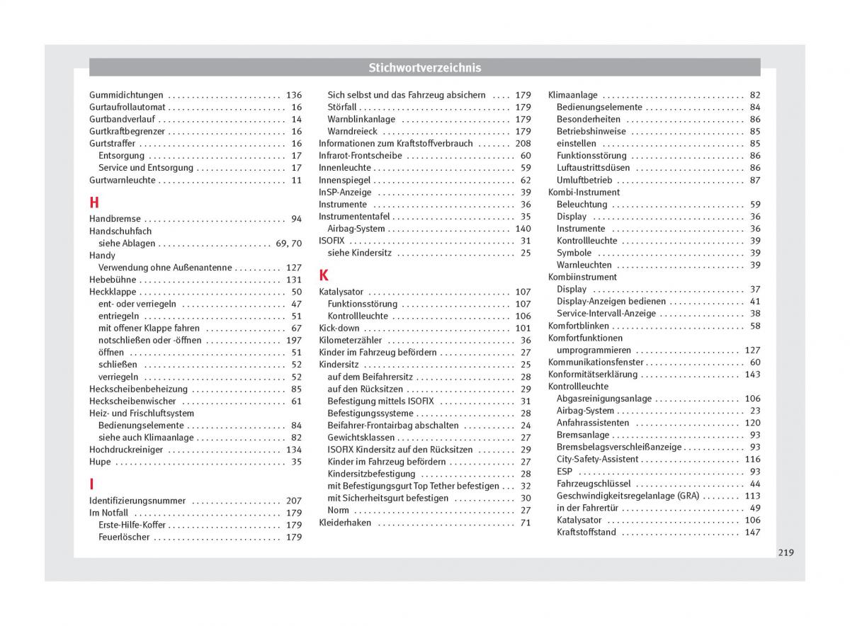 Seat Mii Handbuch / page 221