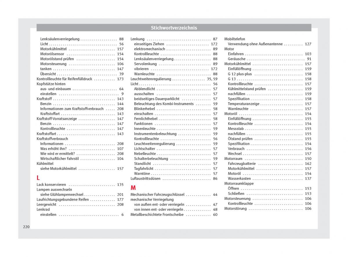 Seat Mii Handbuch / page 222