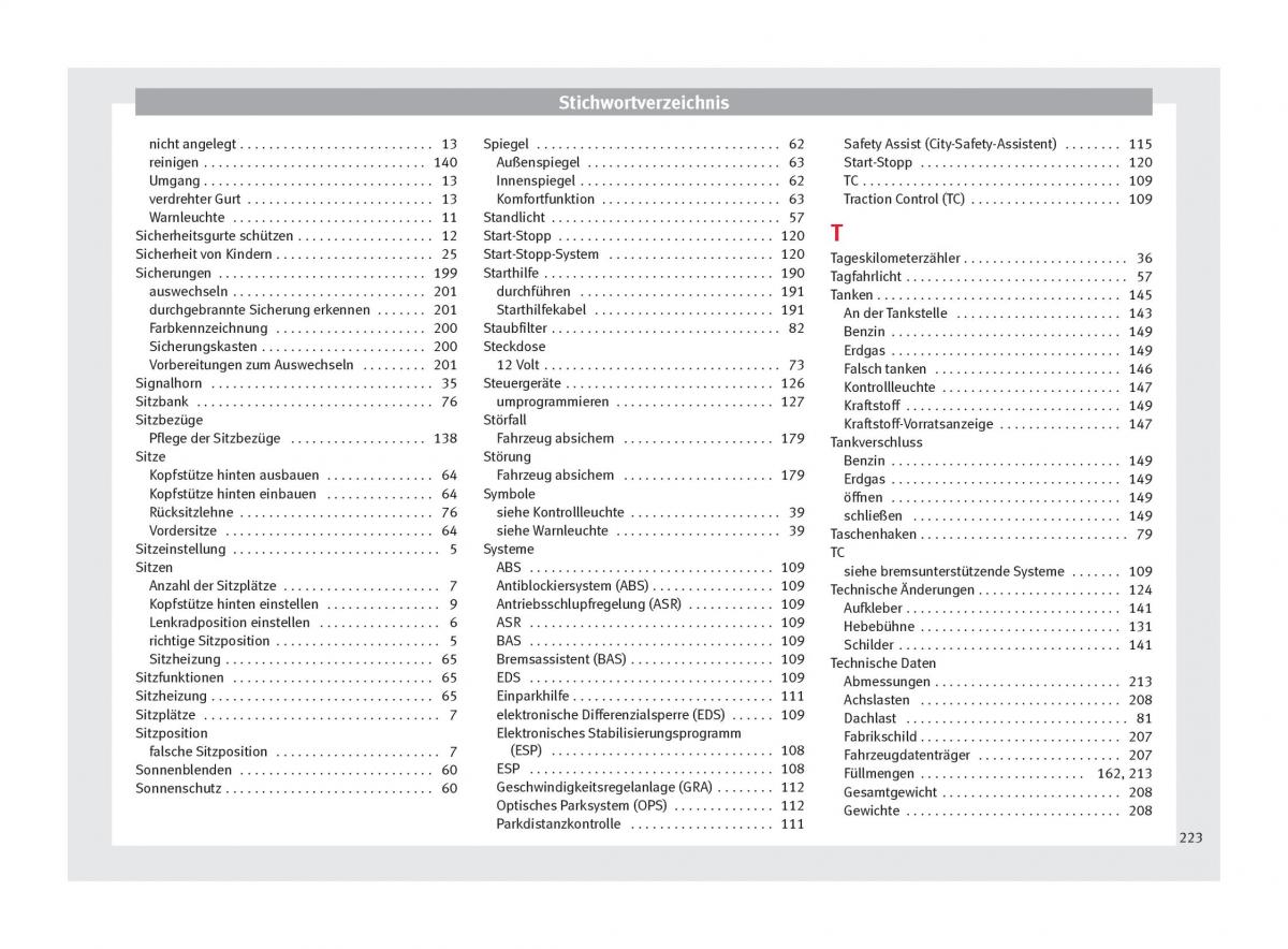 Seat Mii Handbuch / page 225