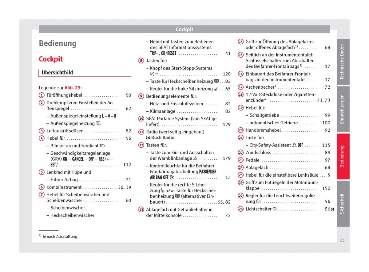 Seat Mii Handbuch / page 37