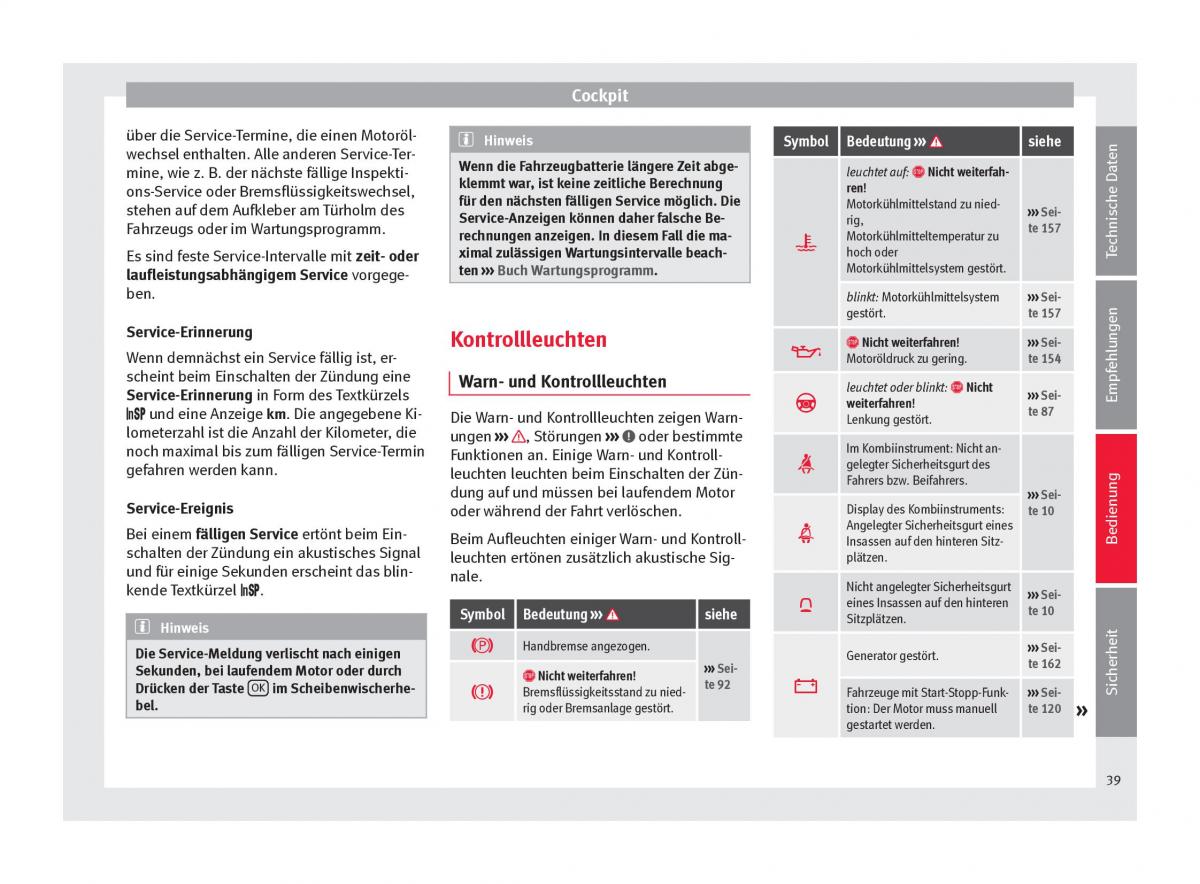 Seat Mii Handbuch / page 41