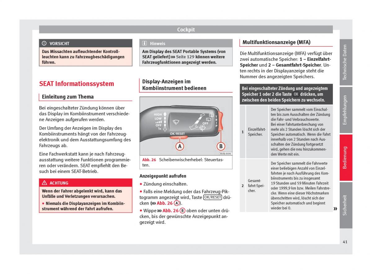 Seat Mii Handbuch / page 43