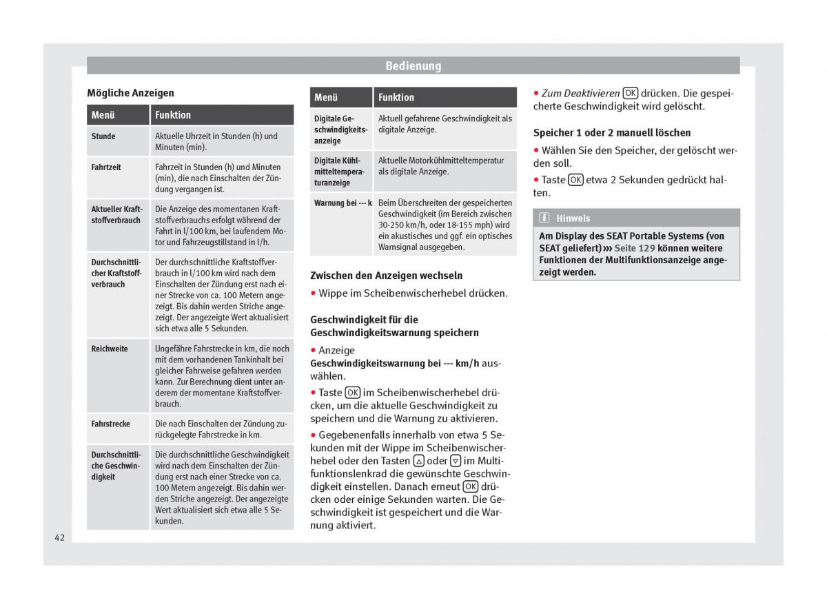 Seat Mii Handbuch / page 44