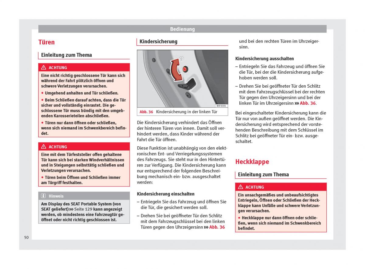 Seat Mii Handbuch / page 52