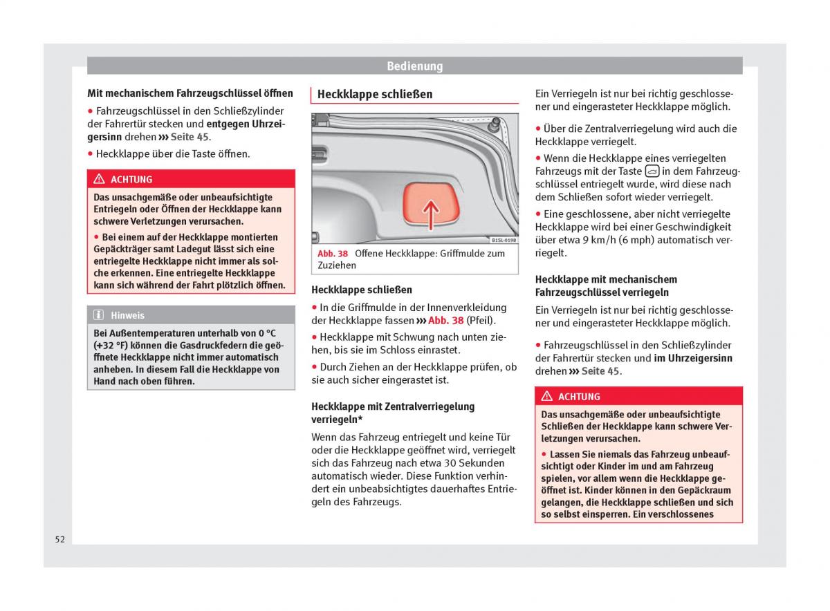 Seat Mii Handbuch / page 54