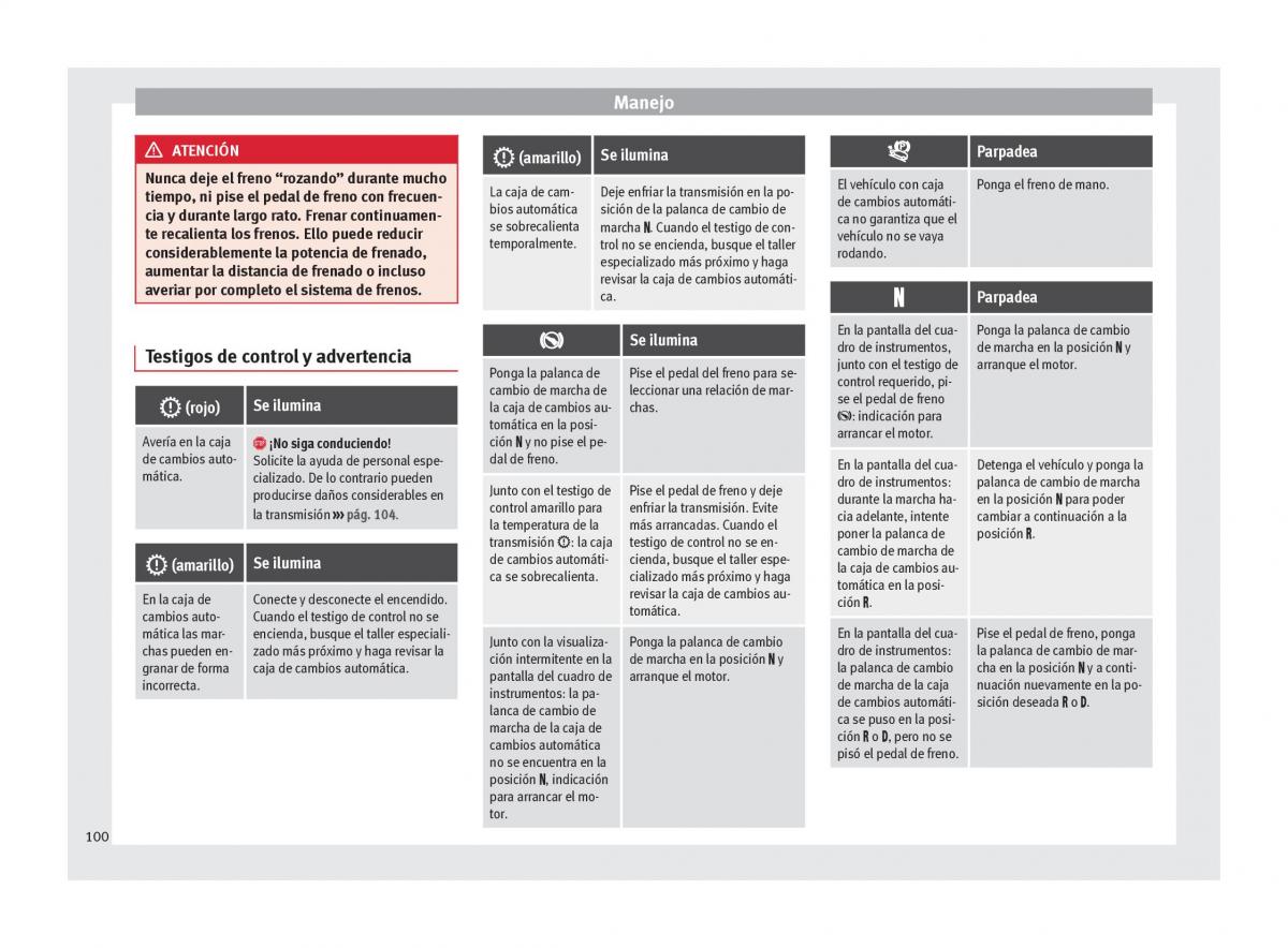 Seat Mii manual del propietario / page 102