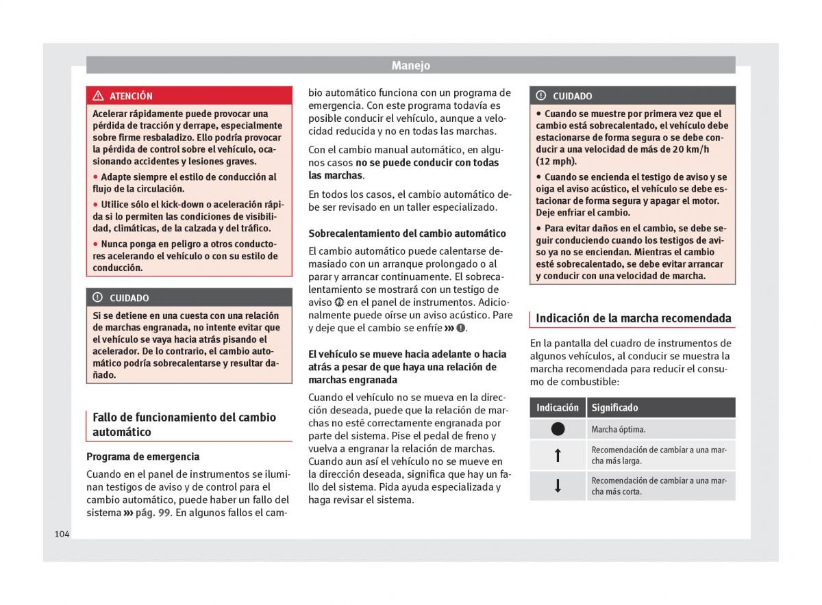 Seat Mii manual del propietario / page 106