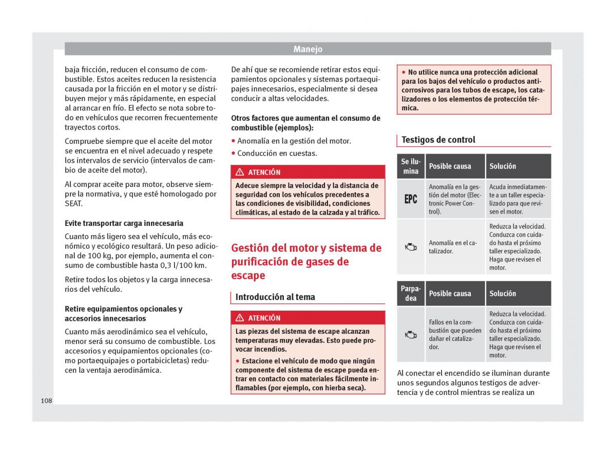 Seat Mii manual del propietario / page 110