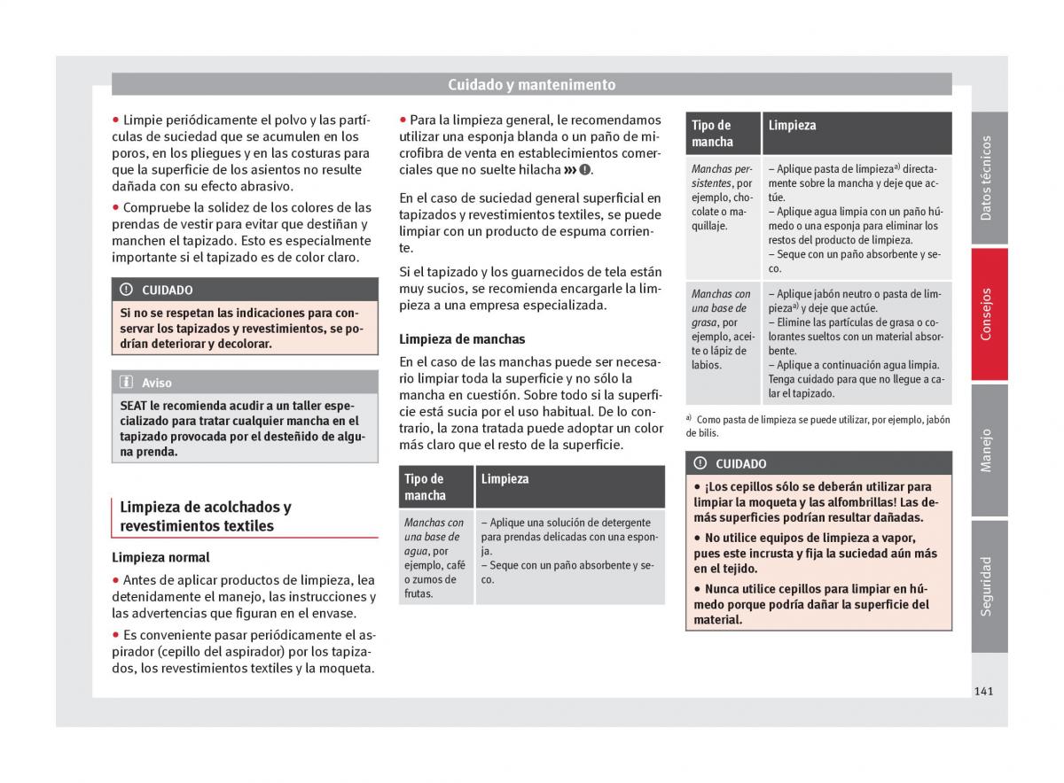 Seat Mii manual del propietario / page 143