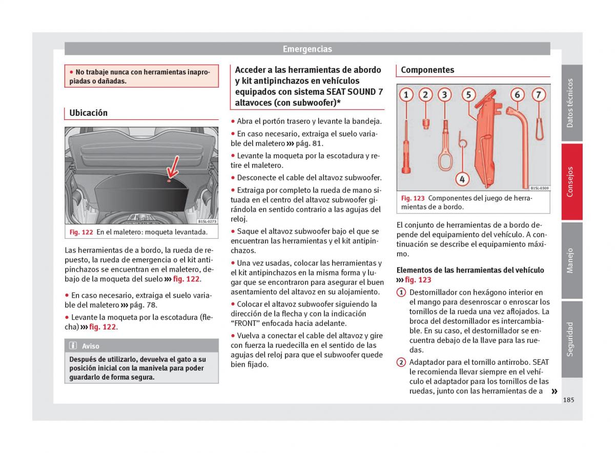 Seat Mii manual del propietario / page 187