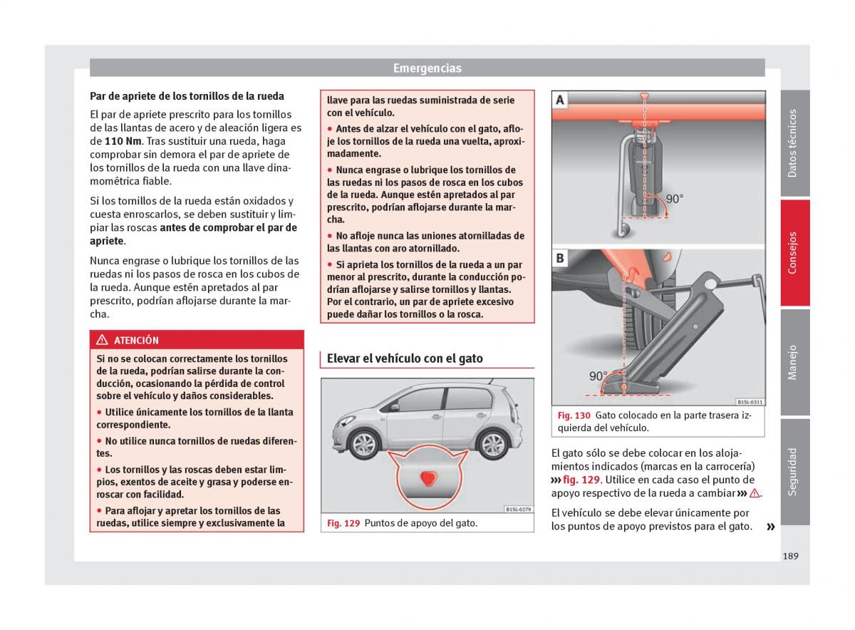 Seat Mii manual del propietario / page 191