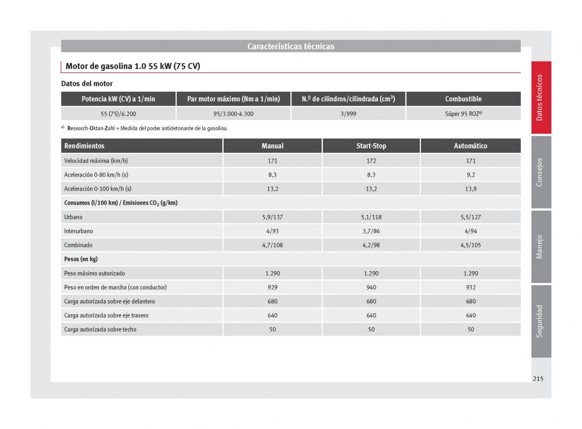 Seat Mii manual del propietario / page 217