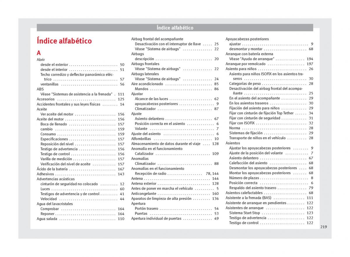 Seat Mii manual del propietario / page 221