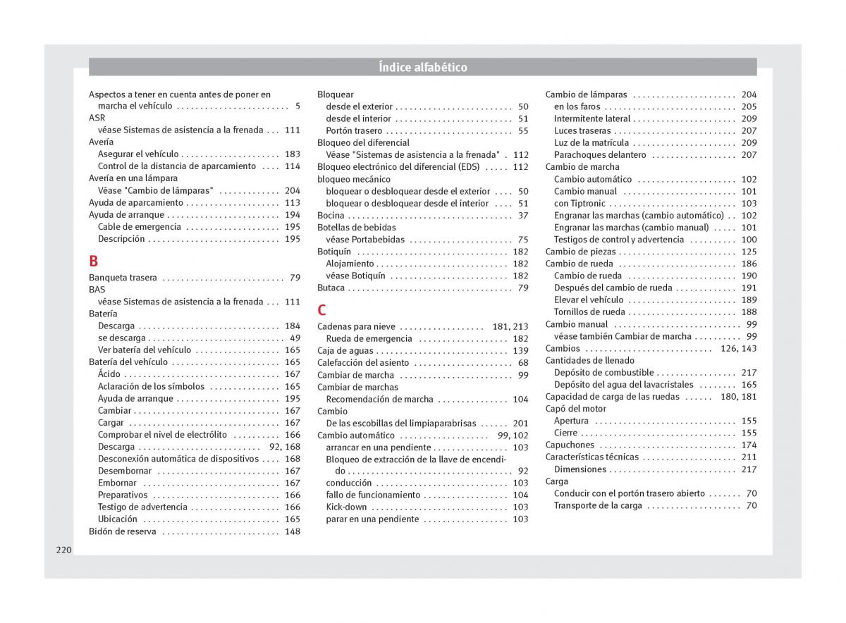 Seat Mii manual del propietario / page 222