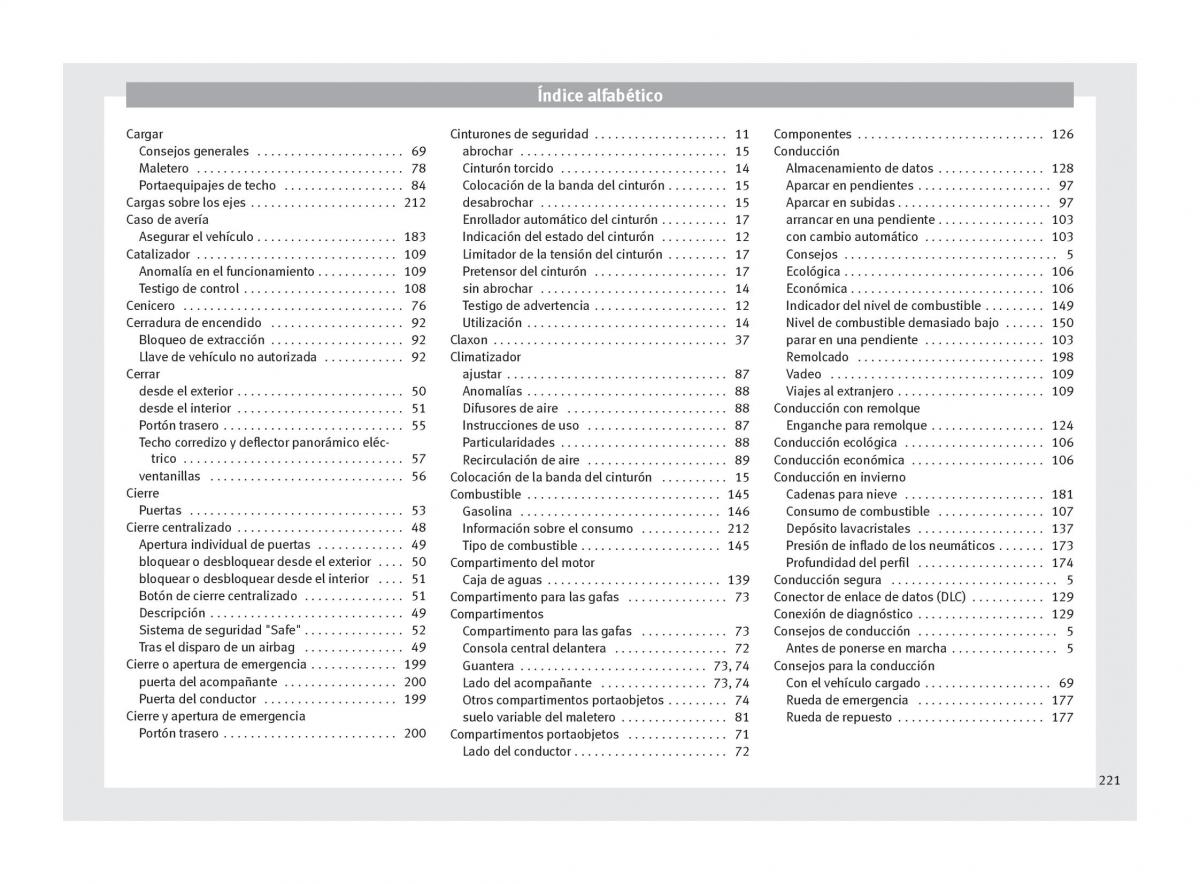 Seat Mii manual del propietario / page 223