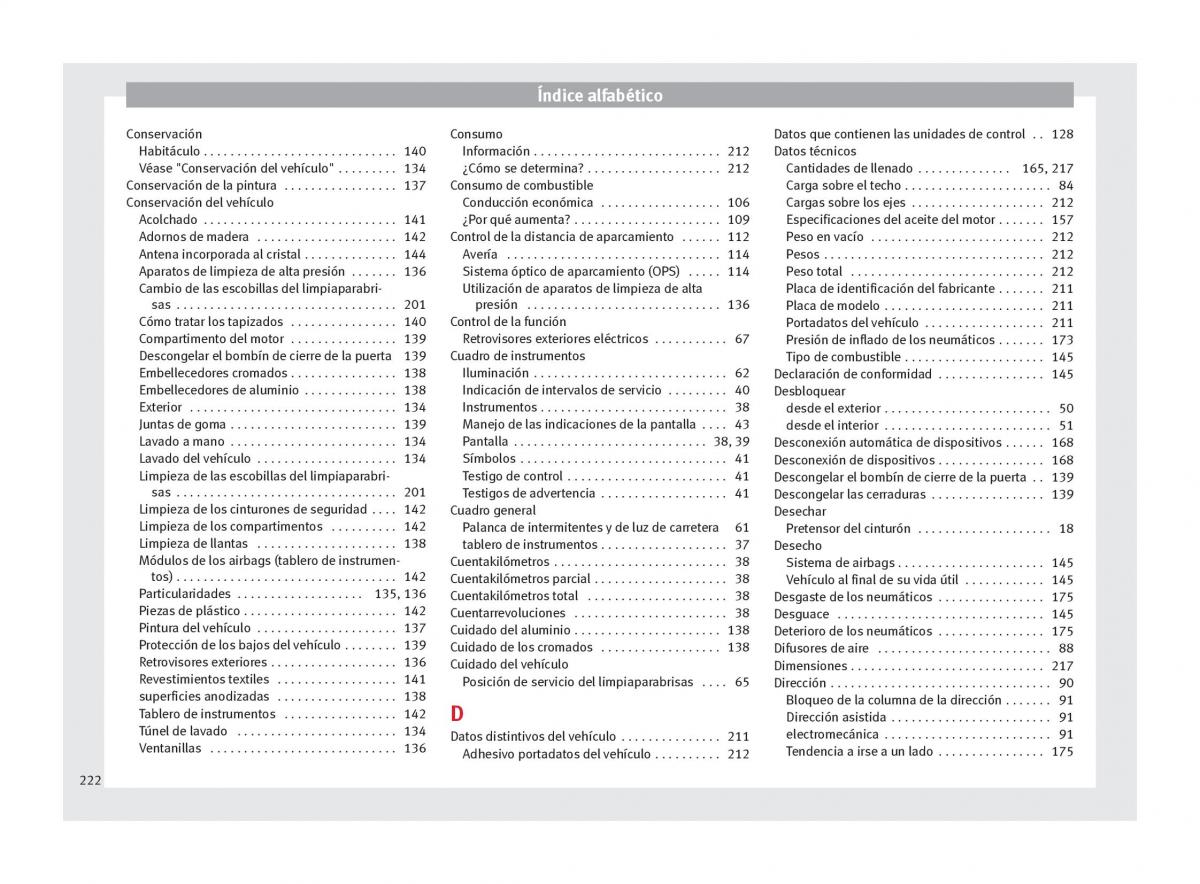 Seat Mii manual del propietario / page 224