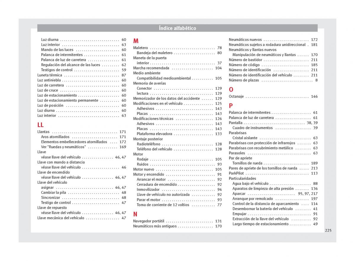 Seat Mii manual del propietario / page 227