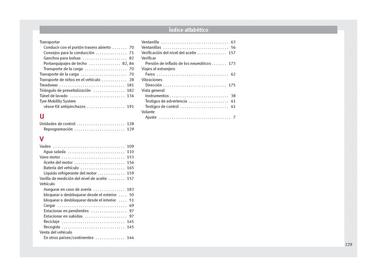 Seat Mii manual del propietario / page 231