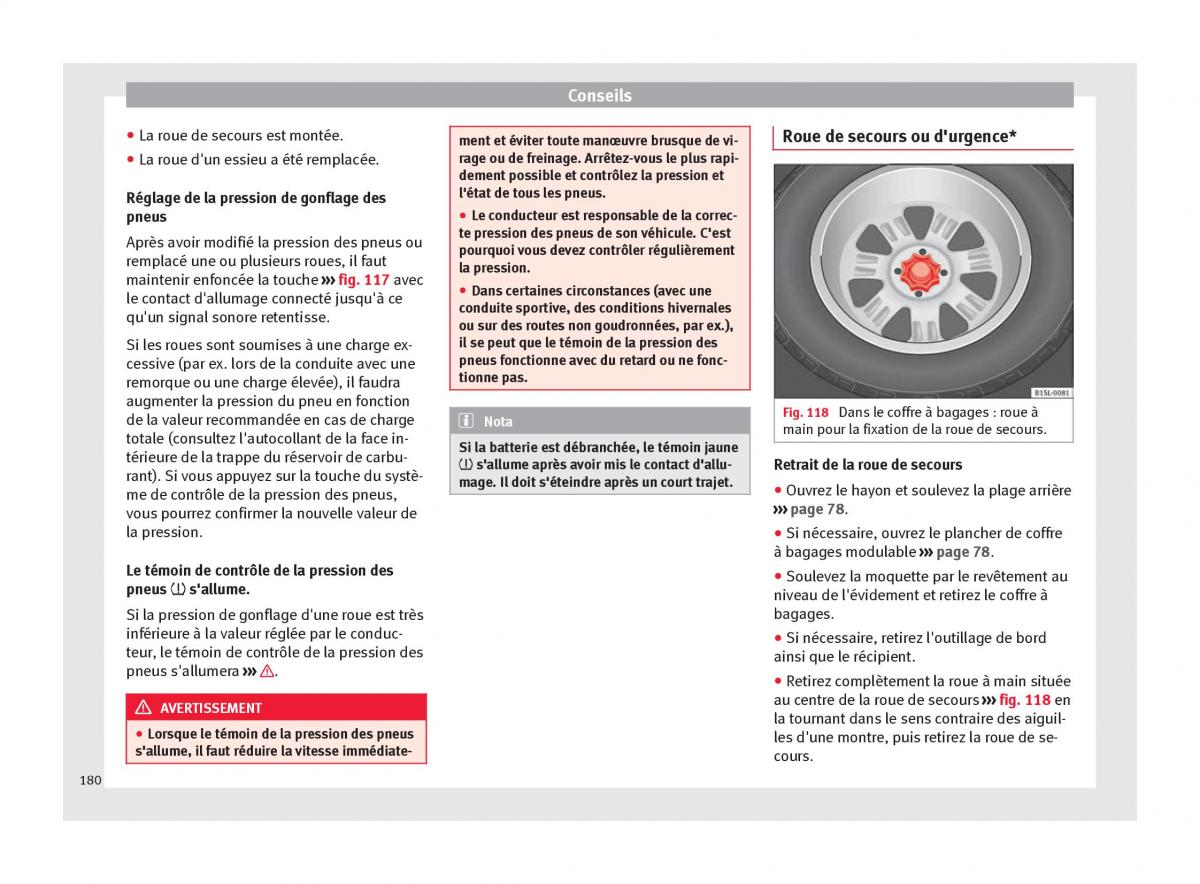 Seat Mii manuel du proprietaire / page 182