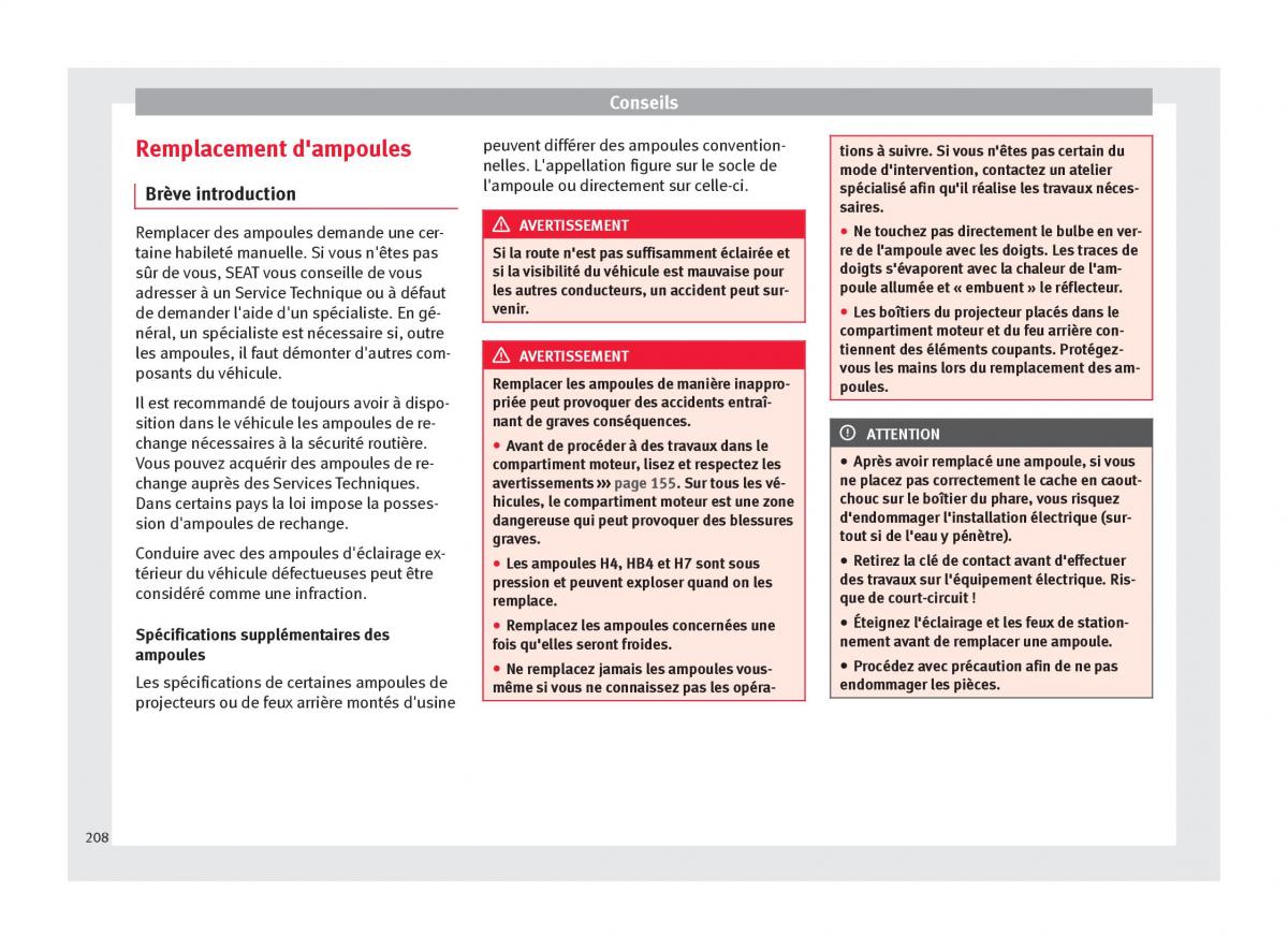 Seat Mii manuel du proprietaire / page 210