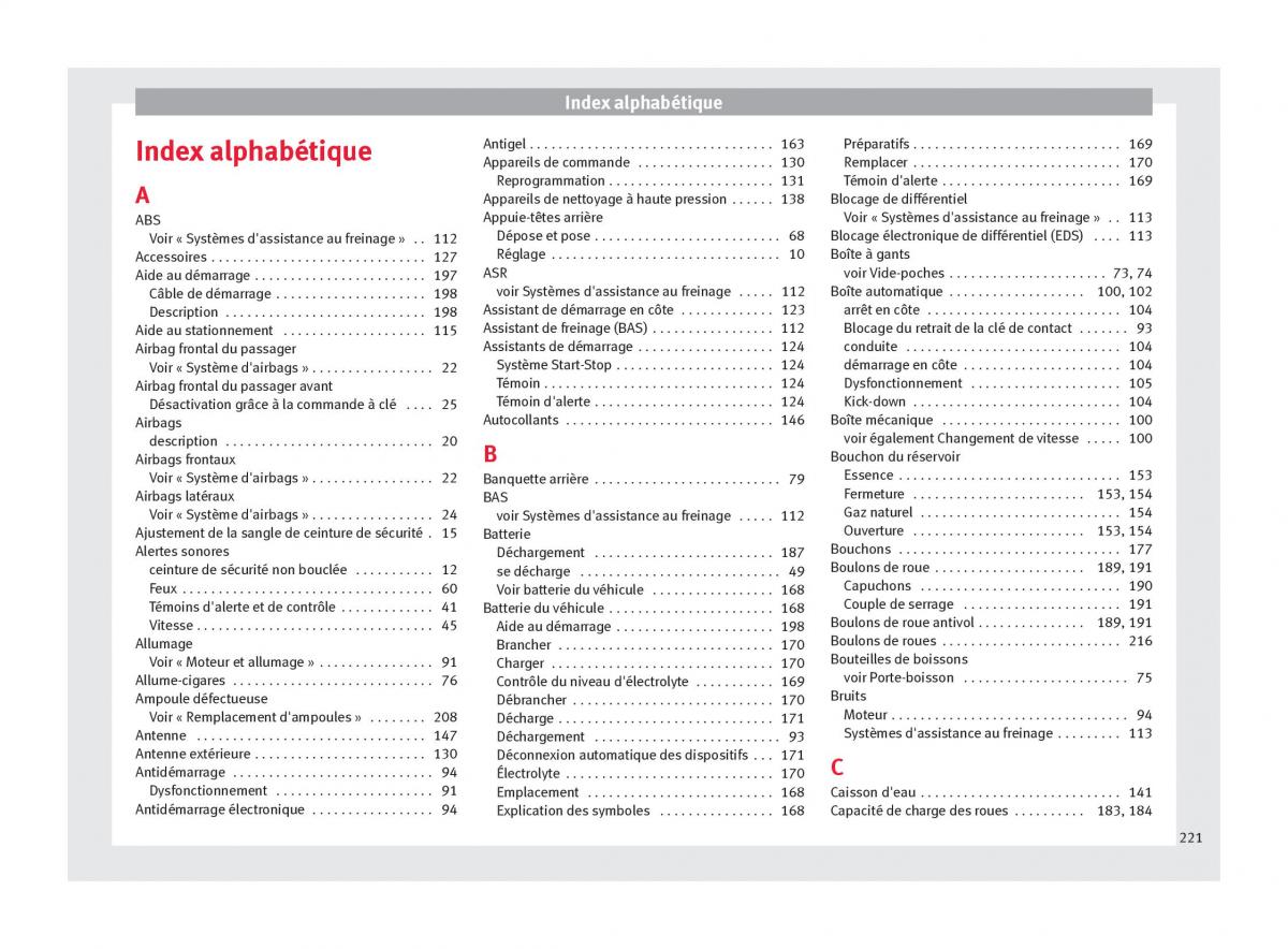 Seat Mii manuel du proprietaire / page 223