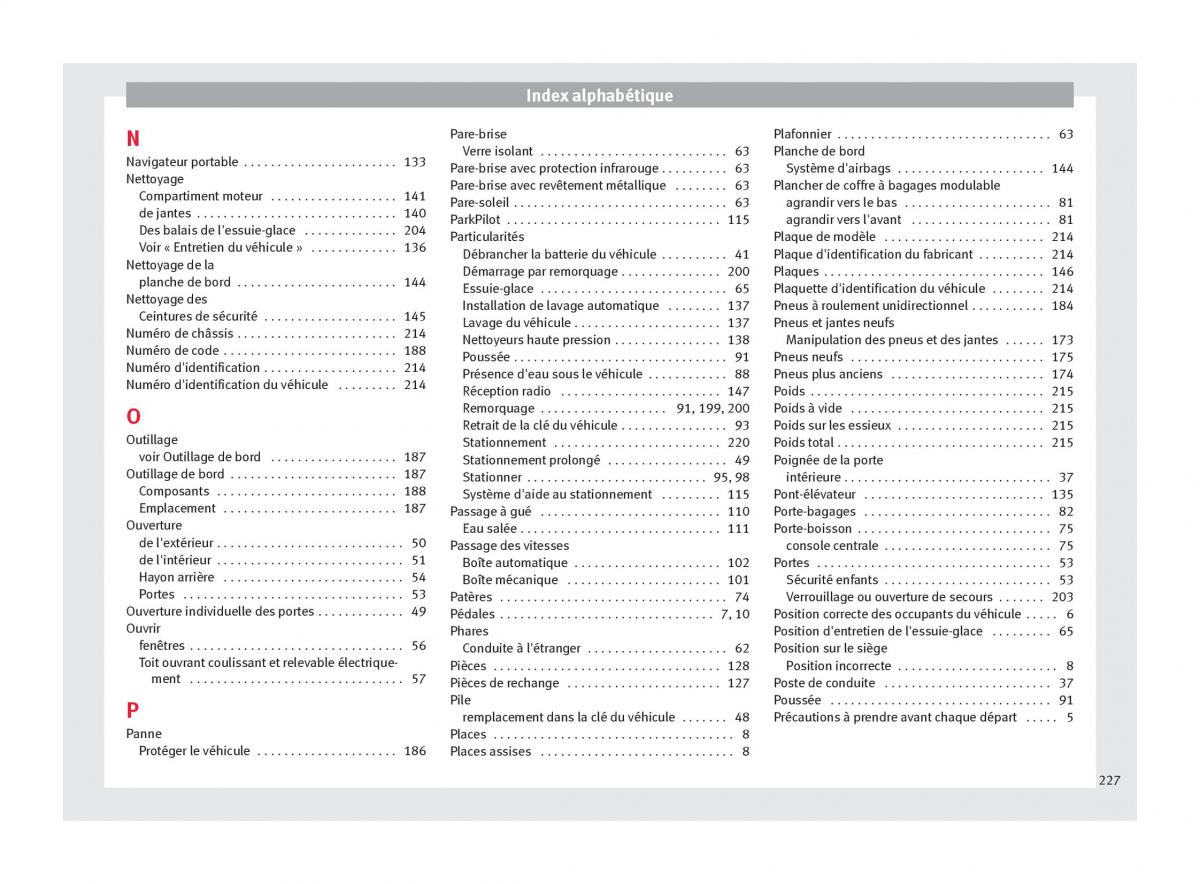 Seat Mii manuel du proprietaire / page 229