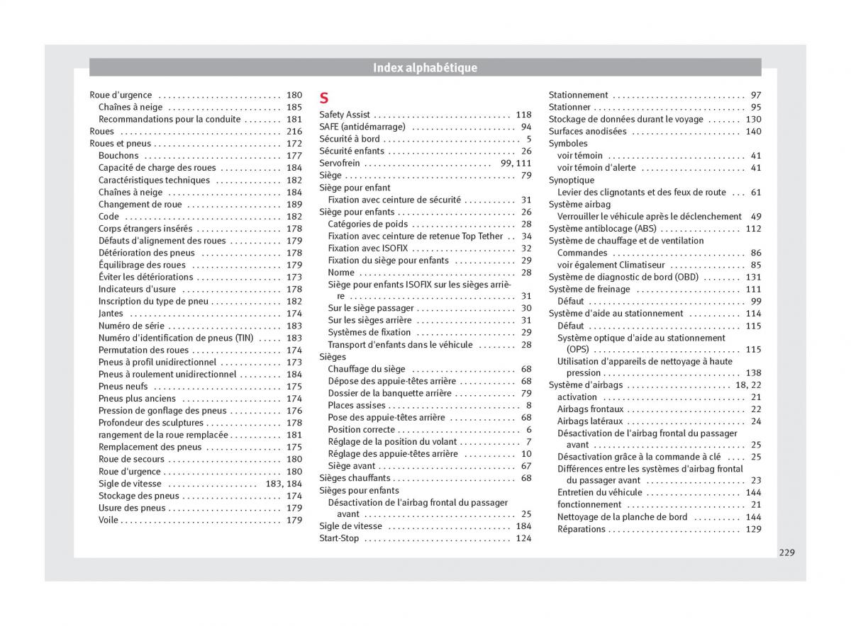 Seat Mii manuel du proprietaire / page 231