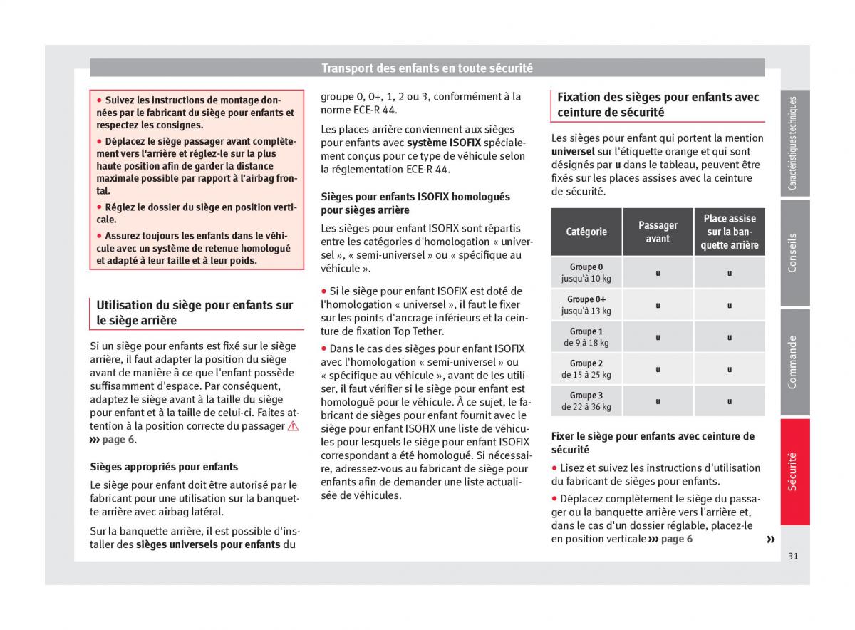 Seat Mii manuel du proprietaire / page 33