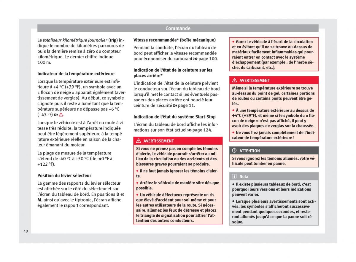 Seat Mii manuel du proprietaire / page 42