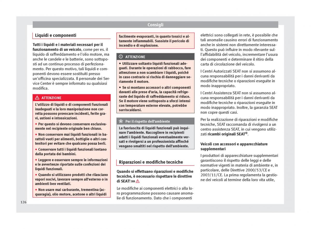 Seat Mii manuale del proprietario / page 128