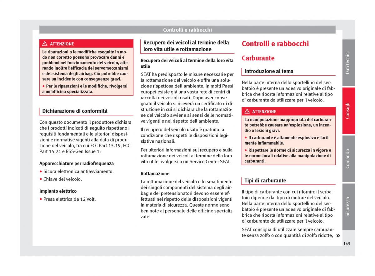 Seat Mii manuale del proprietario / page 147