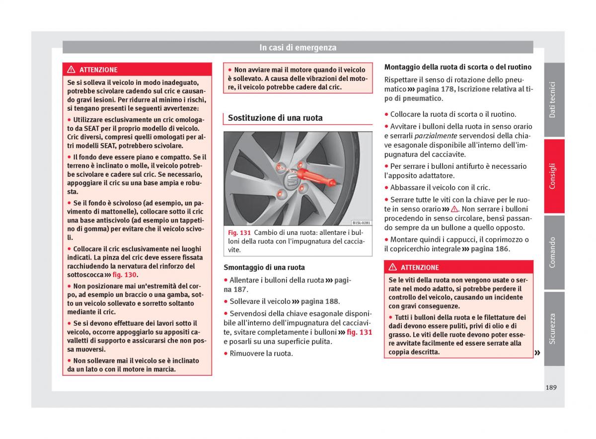 Seat Mii manuale del proprietario / page 191