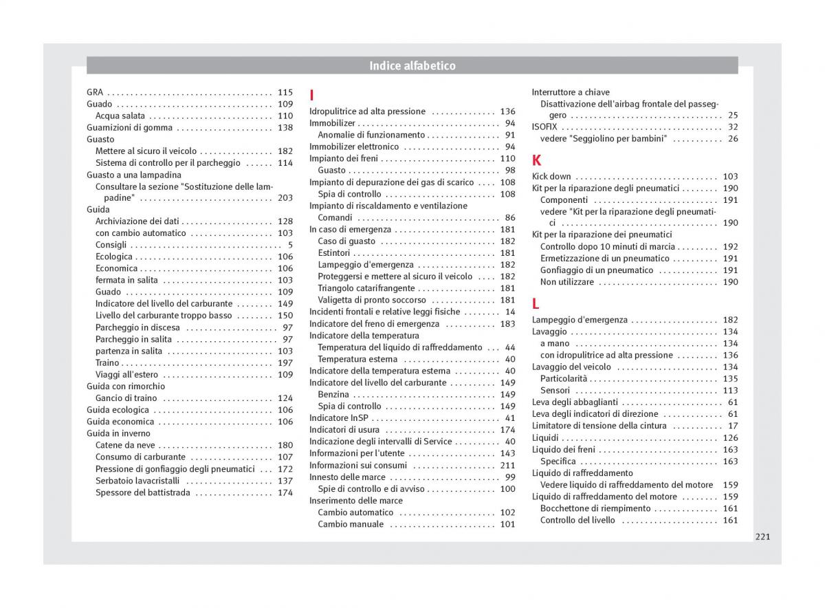 Seat Mii manuale del proprietario / page 223