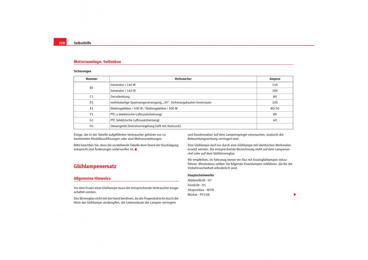 Seat Toledo III 3 Handbuch / page 260