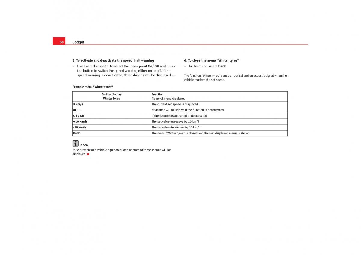 Seat Toledo III 3 owners manual / page 70