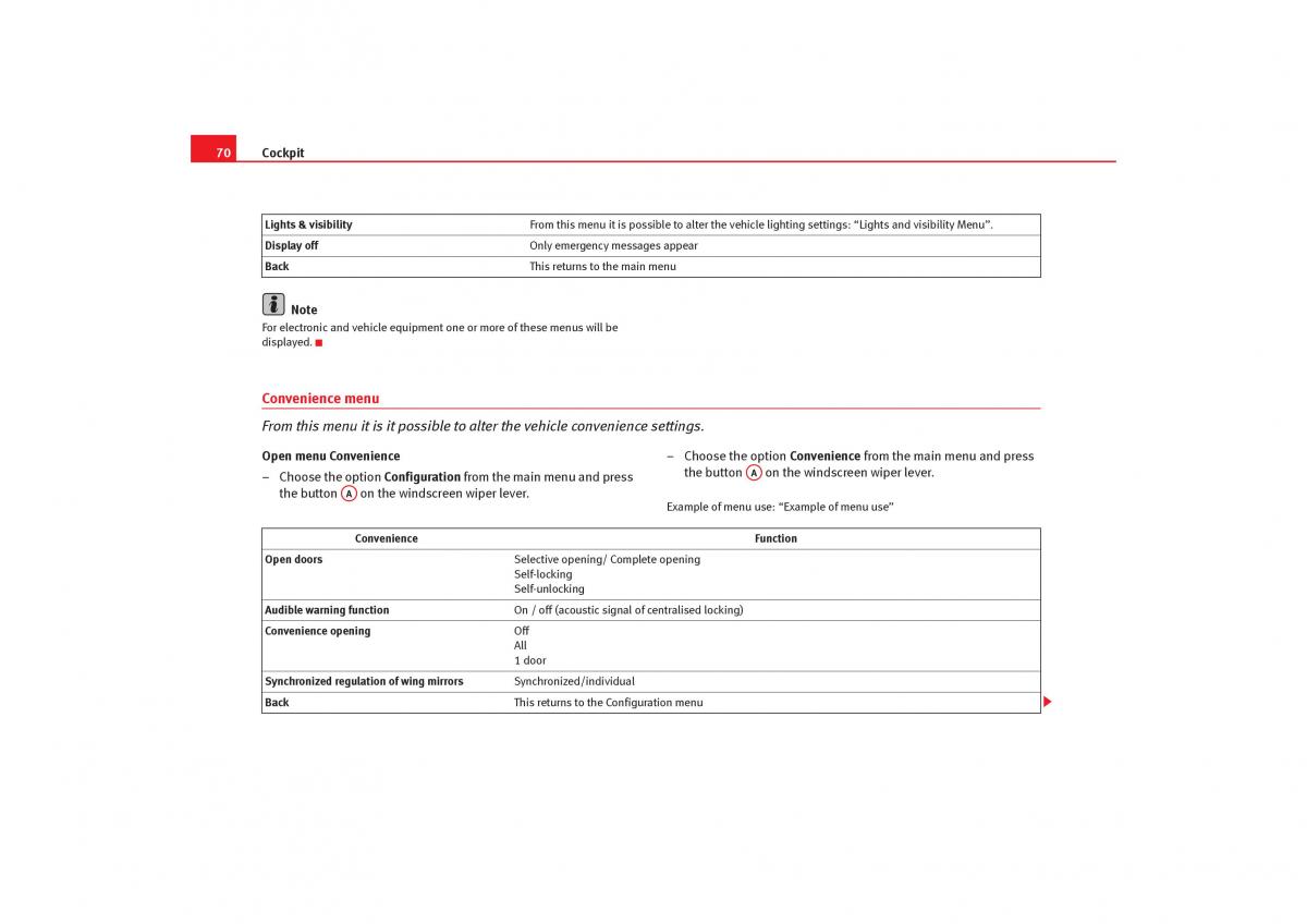 Seat Toledo III 3 owners manual / page 72