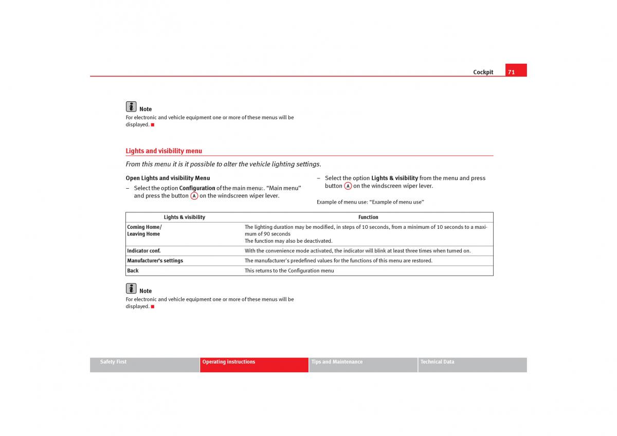 Seat Toledo III 3 owners manual / page 73