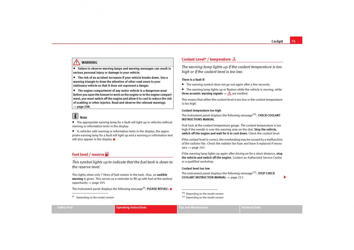 Seat Toledo III 3 owners manual / page 77