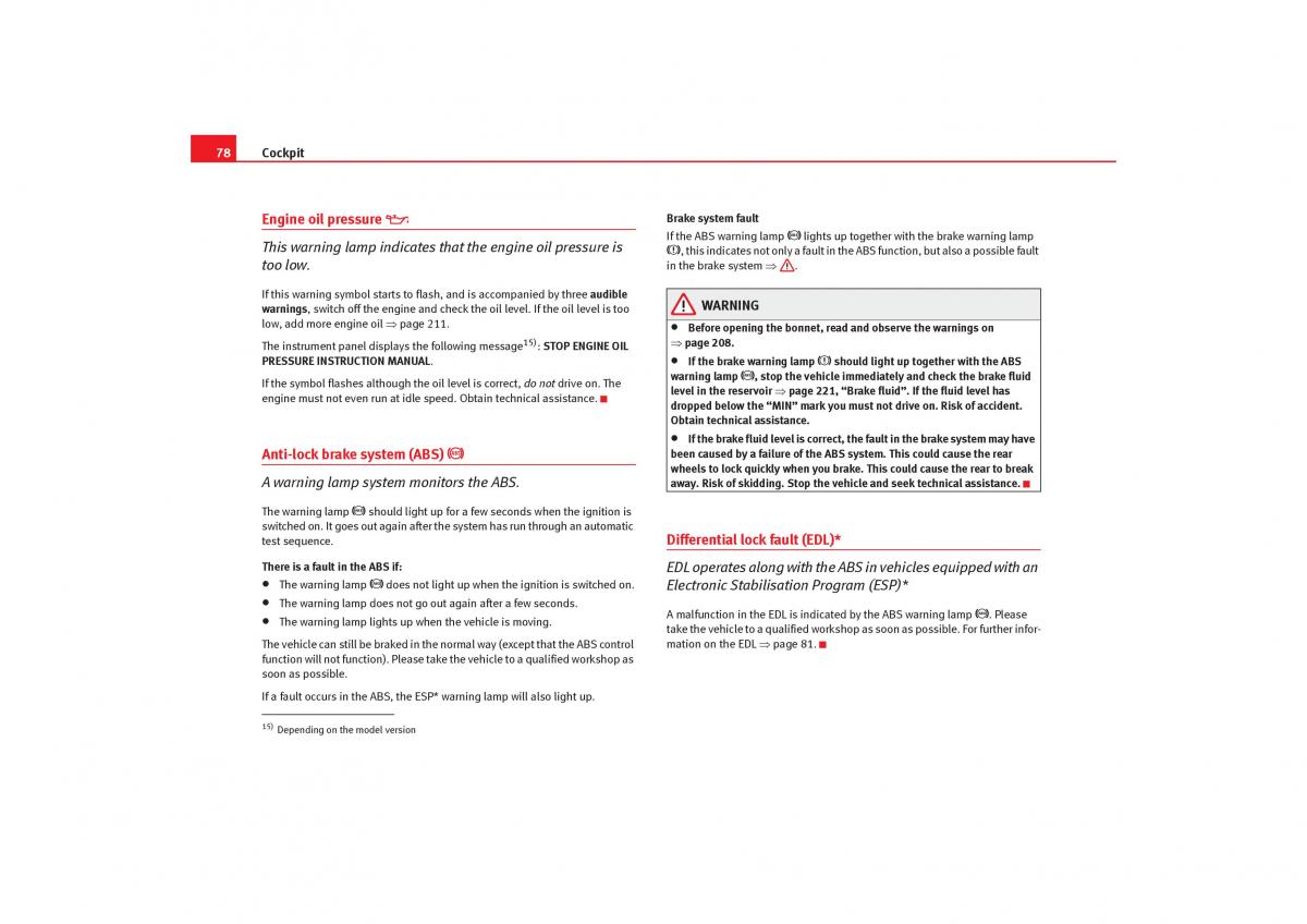 Seat Toledo III 3 owners manual / page 80