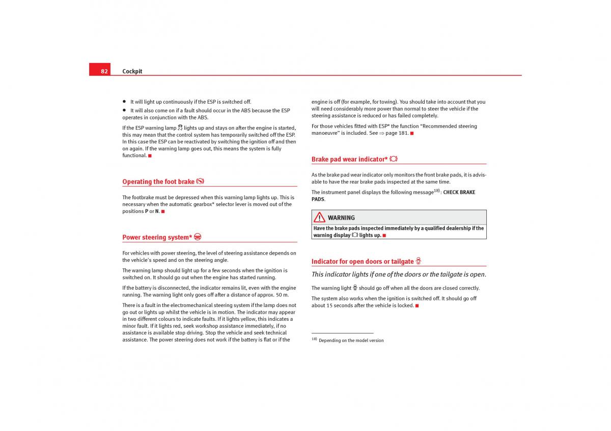 Seat Toledo III 3 owners manual / page 84