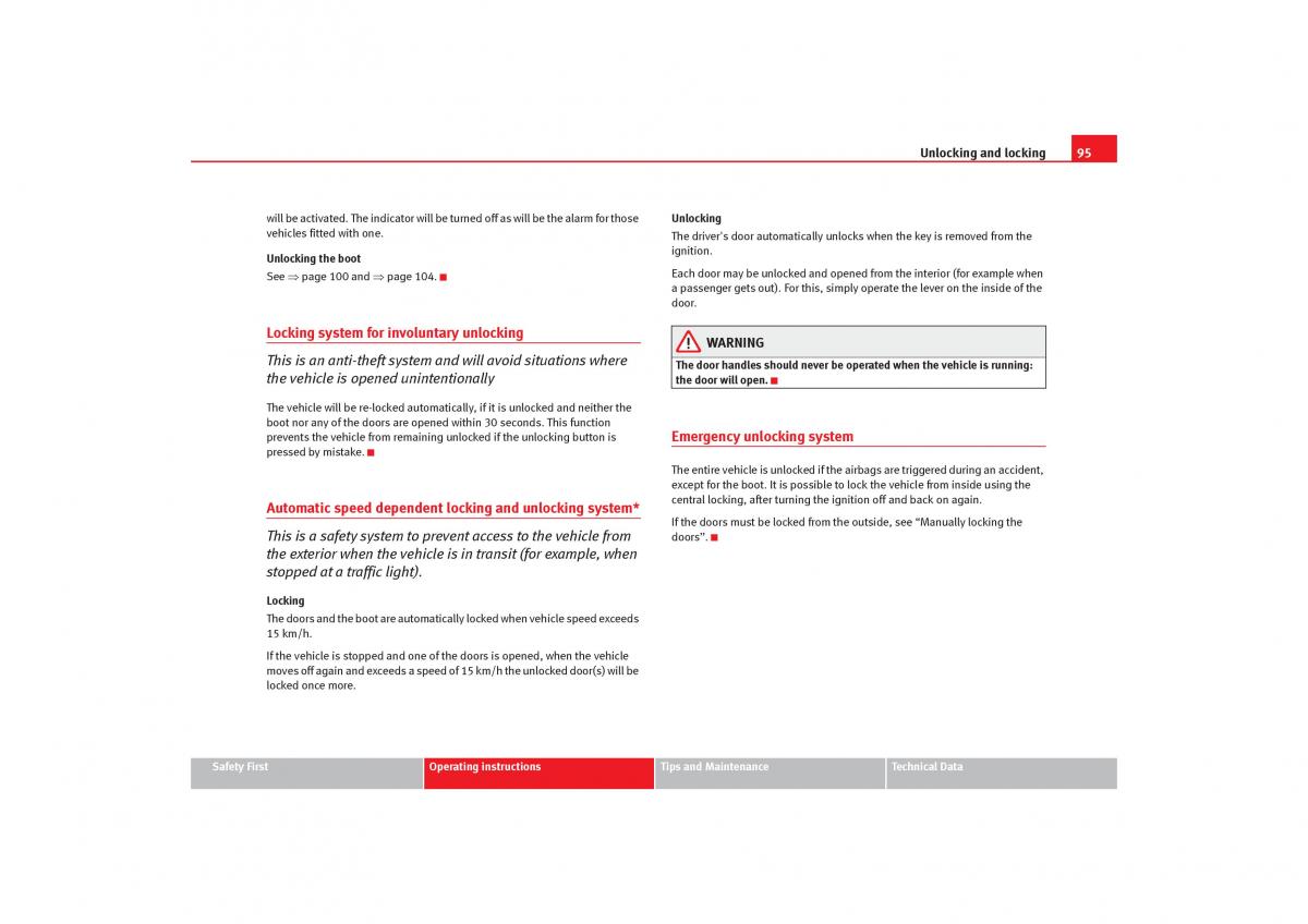 Seat Toledo III 3 owners manual / page 97