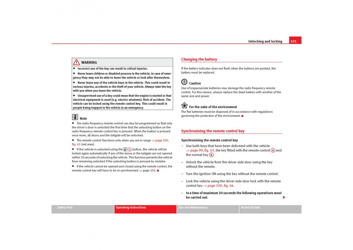 Seat Toledo III 3 owners manual / page 103