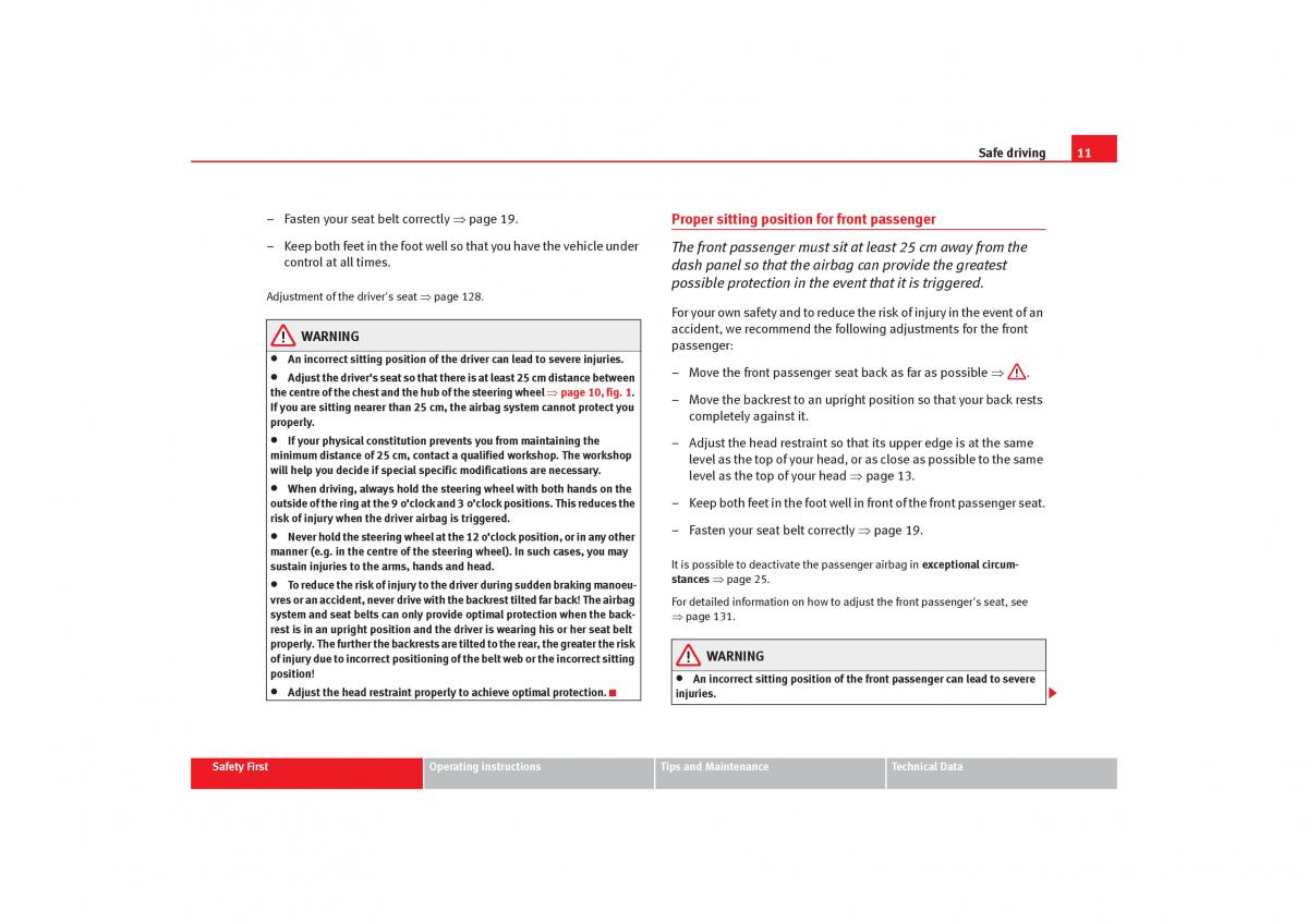 Seat Toledo III 3 owners manual / page 13