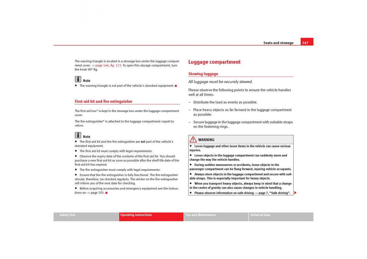 Seat Toledo III 3 owners manual / page 149