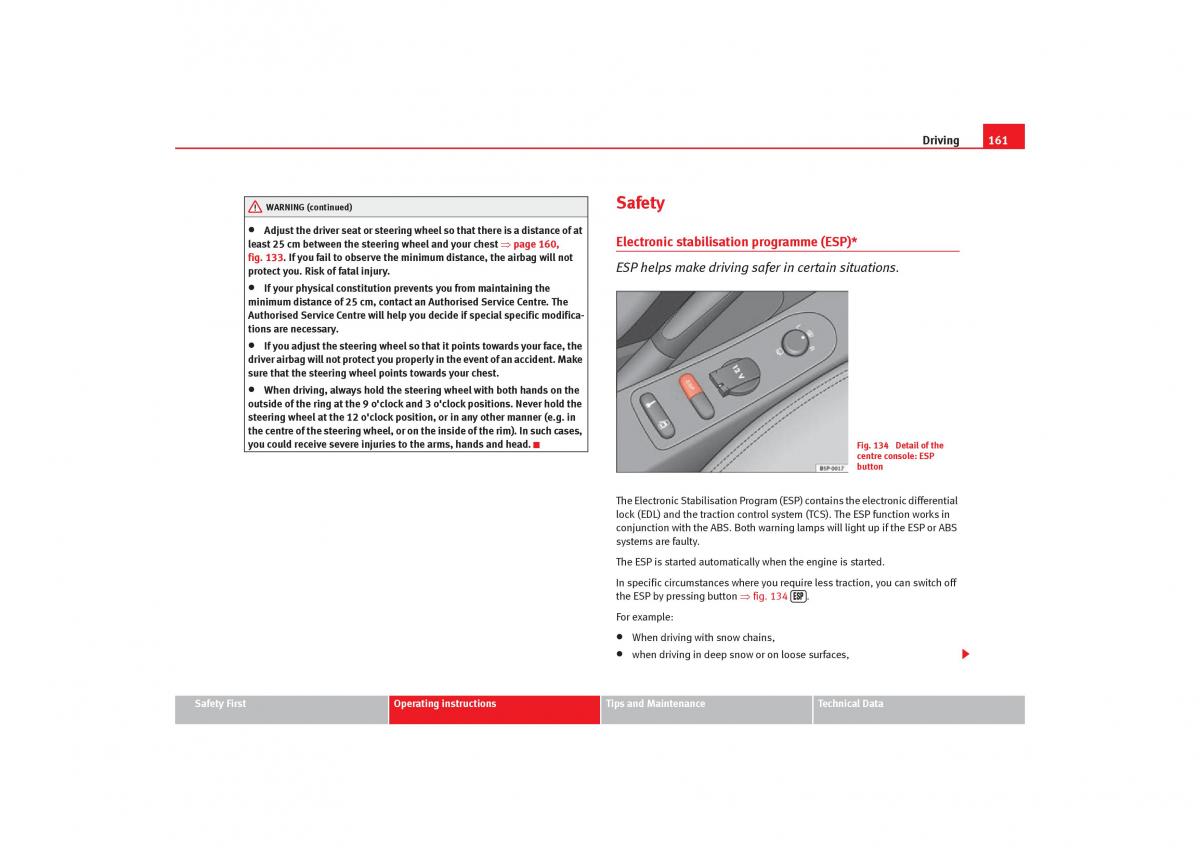 Seat Toledo III 3 owners manual / page 163