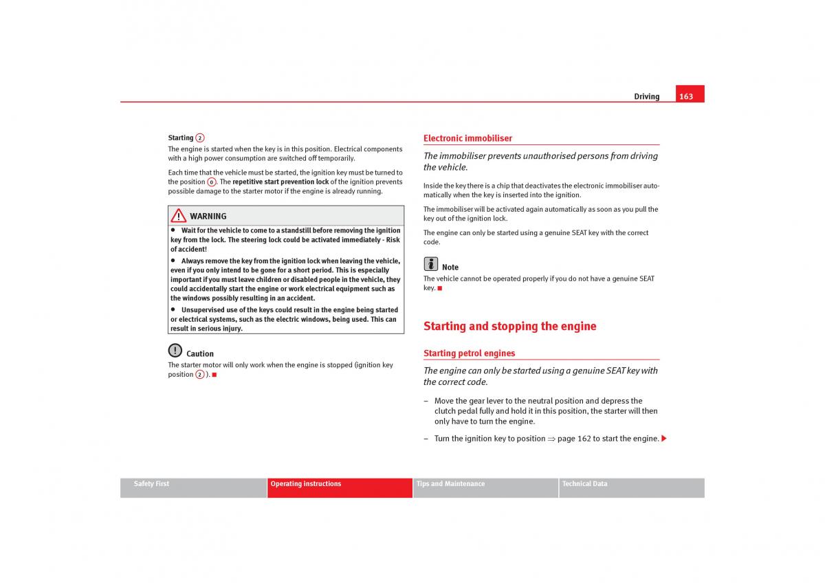 Seat Toledo III 3 owners manual / page 165