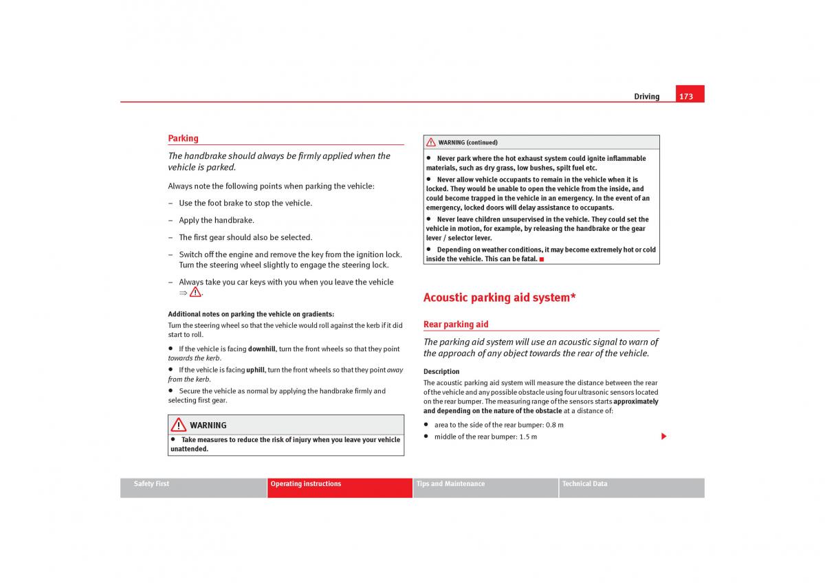 Seat Toledo III 3 owners manual / page 175