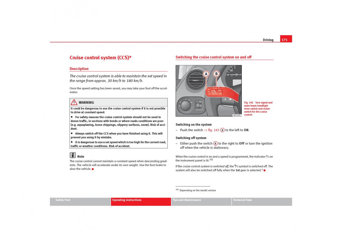 Seat Toledo III 3 owners manual / page 177