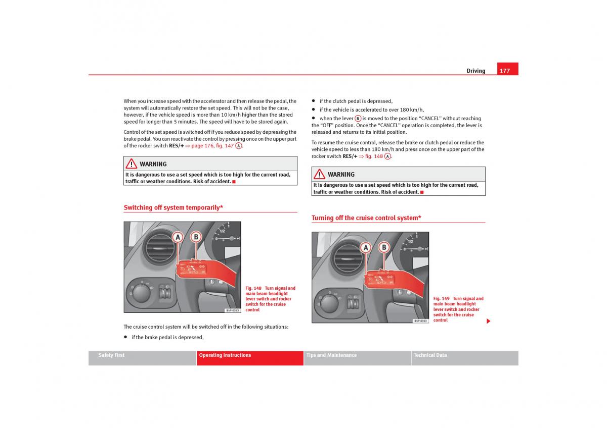 Seat Toledo III 3 owners manual / page 179