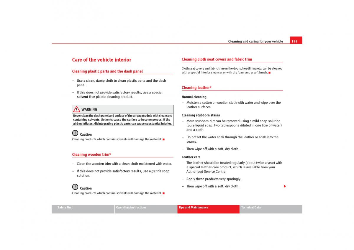 Seat Toledo III 3 owners manual / page 201